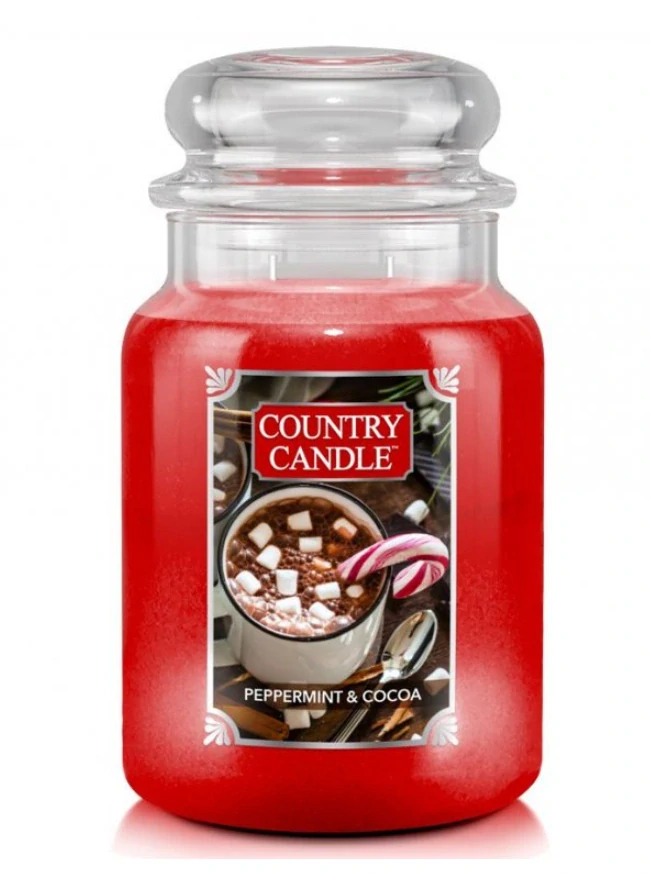 Country Candle vonná svíčka Peppermit & Cocoa 680 g
