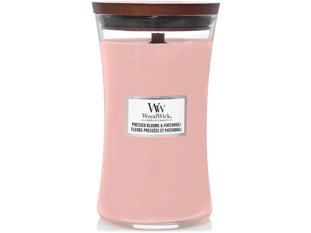 Woodwick vonná svíčka Pressed Blooms & Patchuli (Drcené květy a pačuli) 609 g