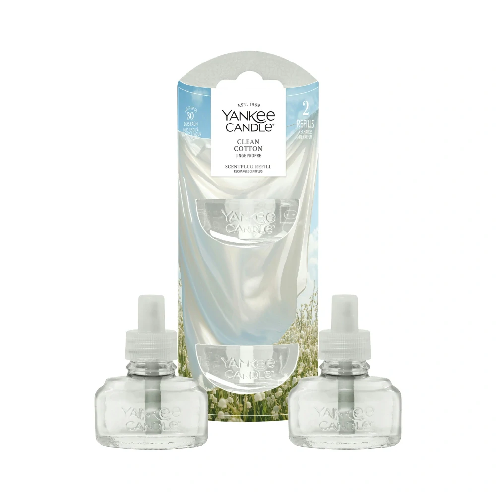 Yankee Candle náplň pro vůni do elektrické zásuvky Clean Cotton, 2 x 18,5 ml18