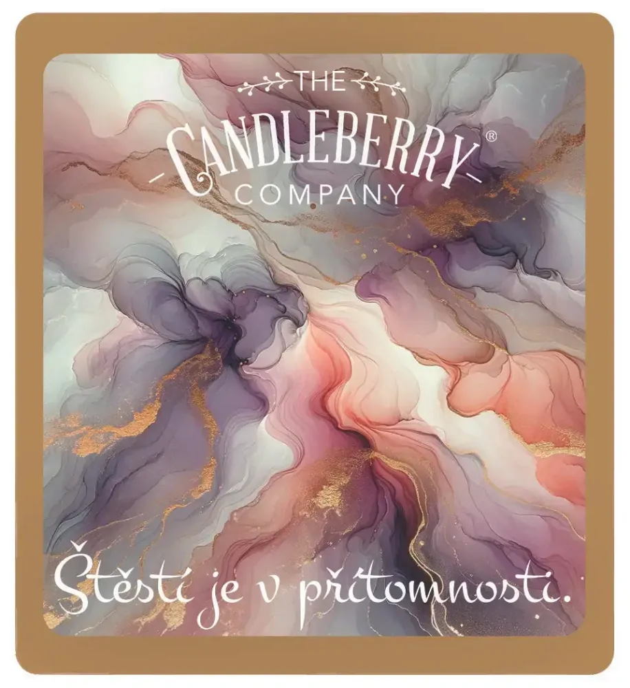 Candleberry etiketa "Štěstí je v přítomnosti"