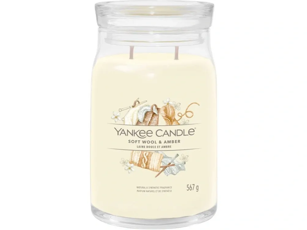Yankee candle, vonná svíčka Signature Soft Wool & Amber (Jemná vlna a ambra) 567 g