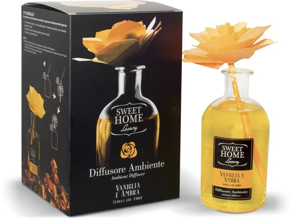 Sweet Home Collection aroma difuzér s vonící dřevěnou květinou Vanilka & Ambra 250 ml