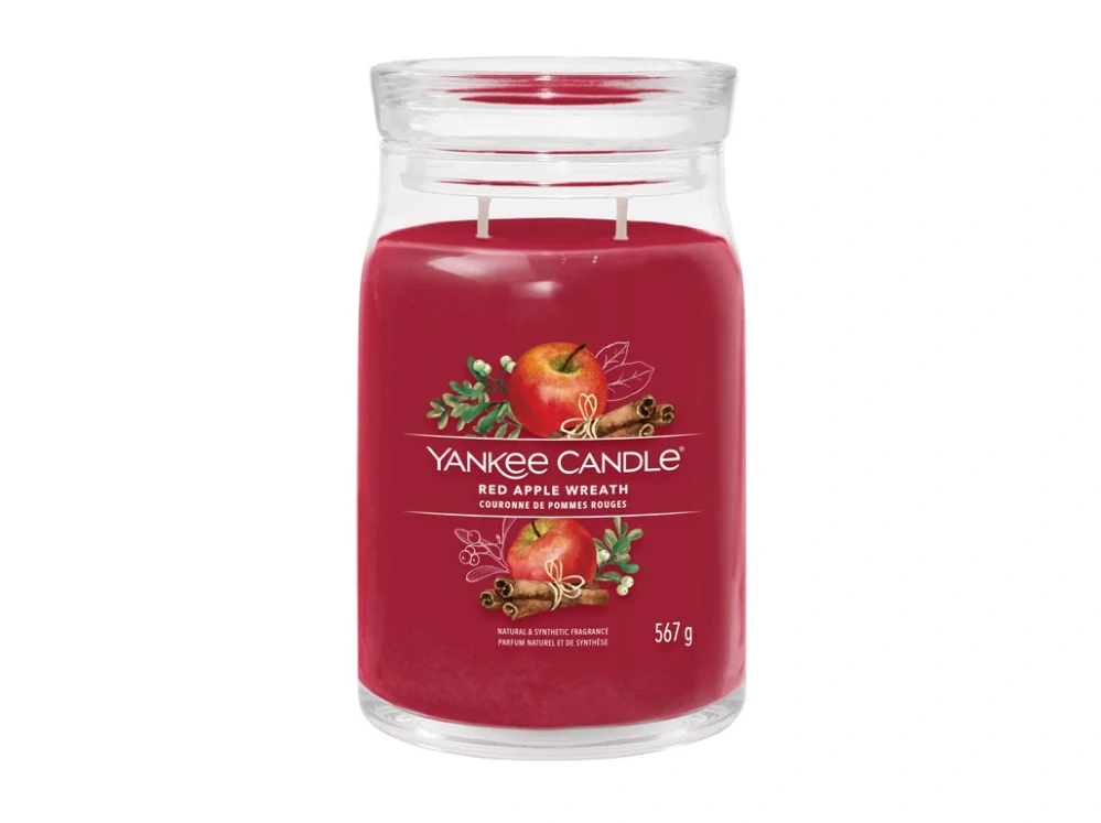 Yankee candle, vonná svíčka Signature Red Apple Wreath (Věnec z červených jablíček) 567 g