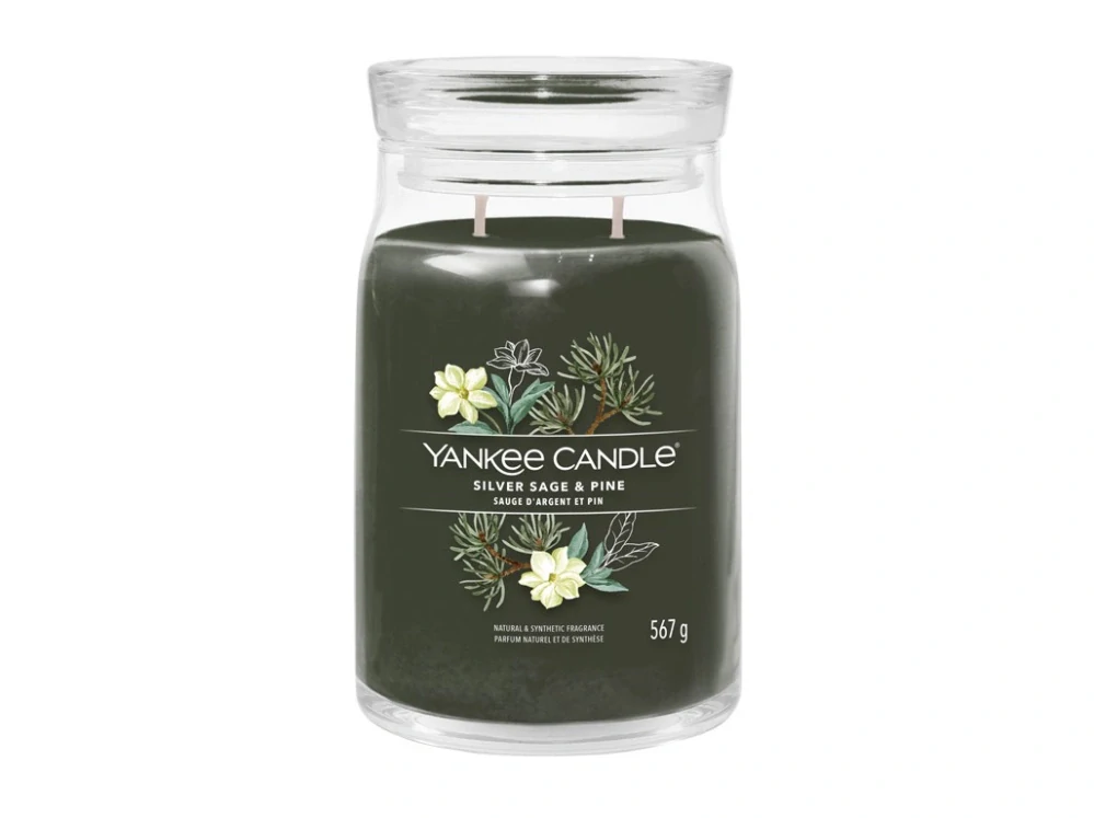 Yankee candle, vonná svíčka Signature Silver Sage & Pine (Stříbrná šalvěj a borovice) 567 g