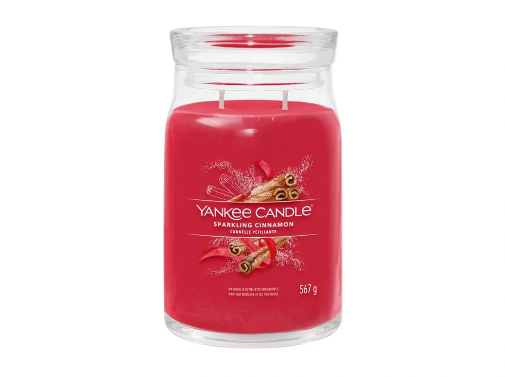 Yankee candle, vonná svíčka Signature Sparkling Cinnamon (Třpytivá skořice) 567 g