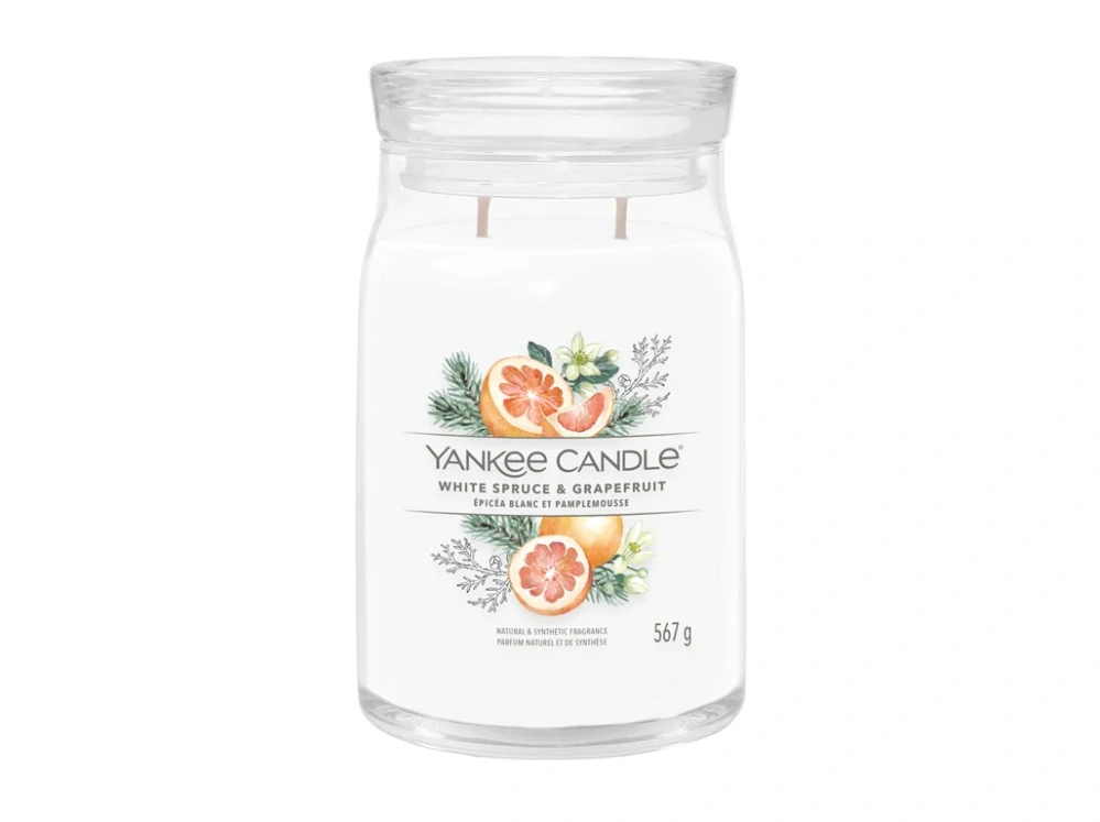Yankee candle, vonná svíčka Signature White Spruce & Grapefruit (Bílý smrk a grapefruit) 567 g
