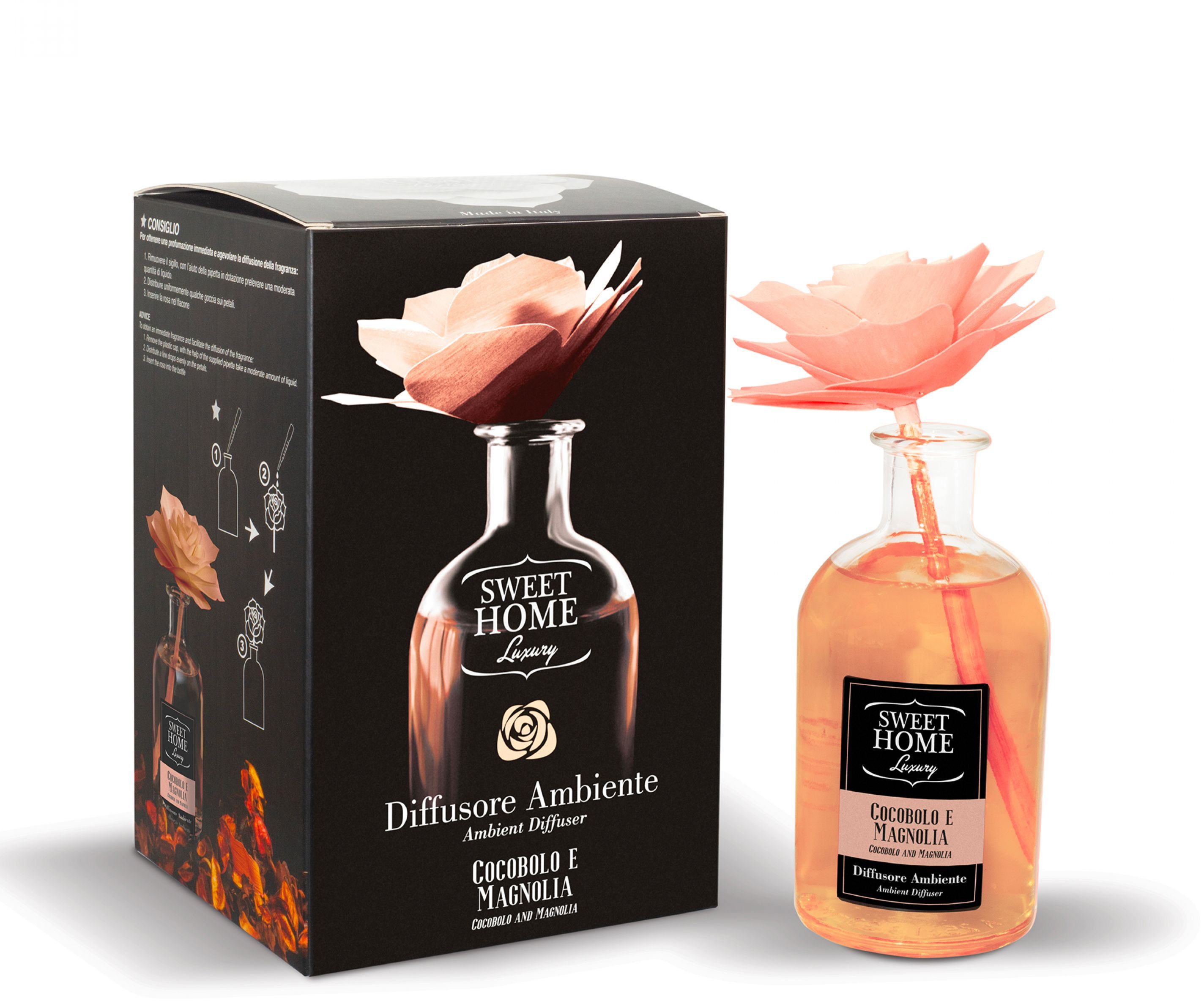 Sweet Home Collection – difuzér s vonící dřevěnou květinou Exotické dřevo a magnólie 250 ml