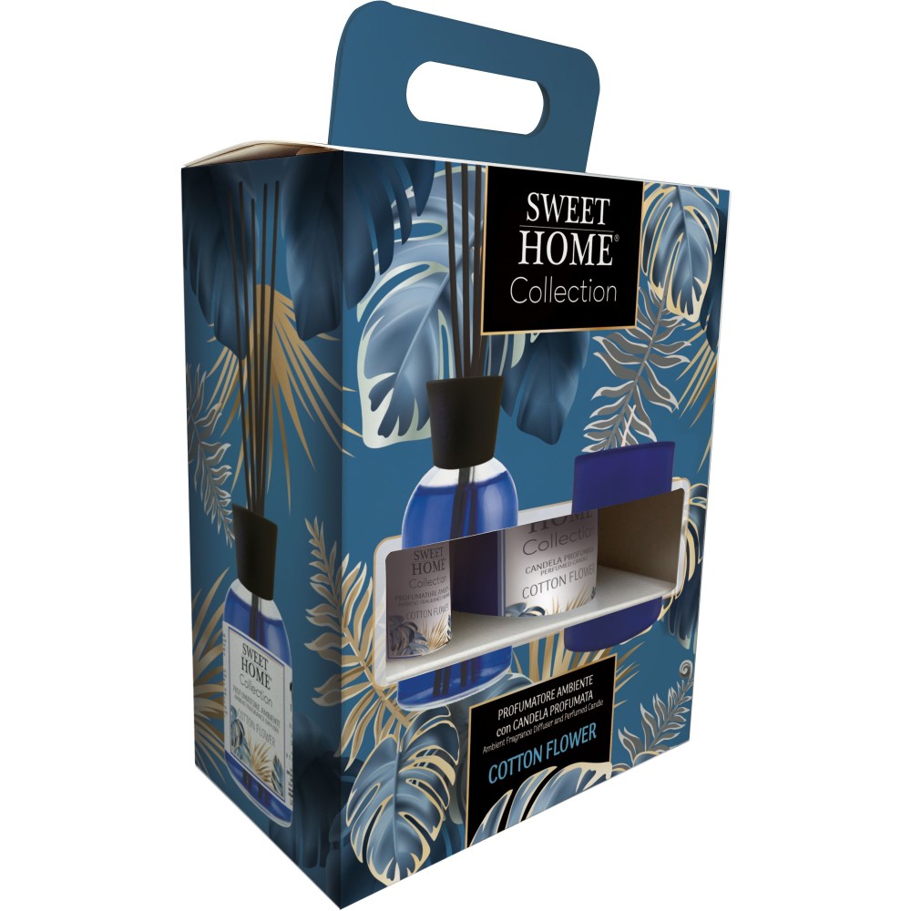 Sweet Home Collection dárková sada Cotton Flower (Květ bavlny) difuzér 100ml + svíčka 110 g