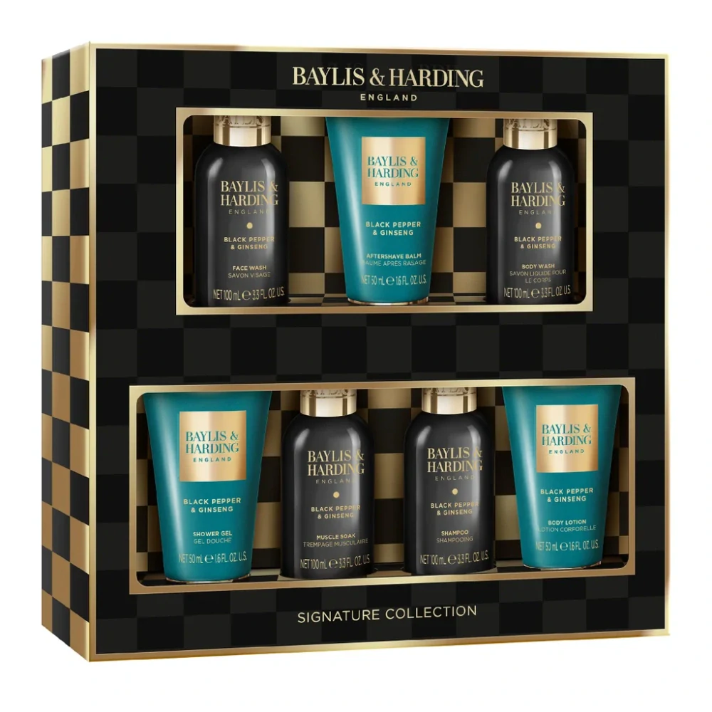 Baylis & Harding, ČERNÝ PEPŘ & ŽENŠEN - pánská sada s péčí o tělo 7 ks