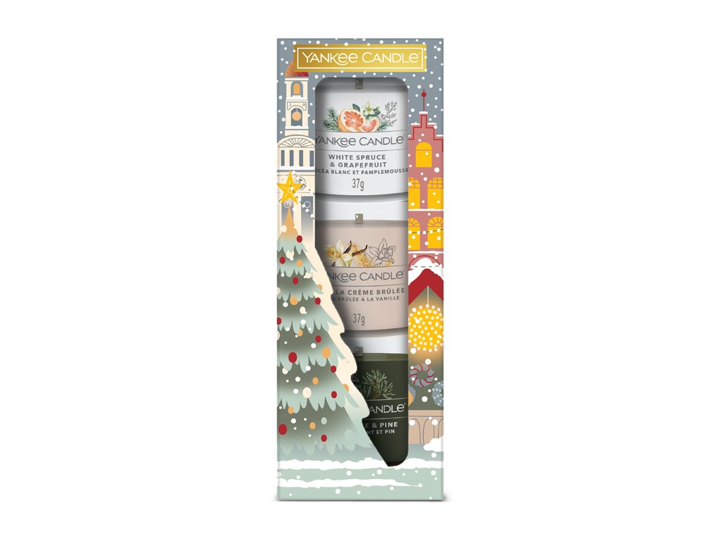 Yankee Candle, vánoční dárková sada 3 votivní svíčky ve skle
