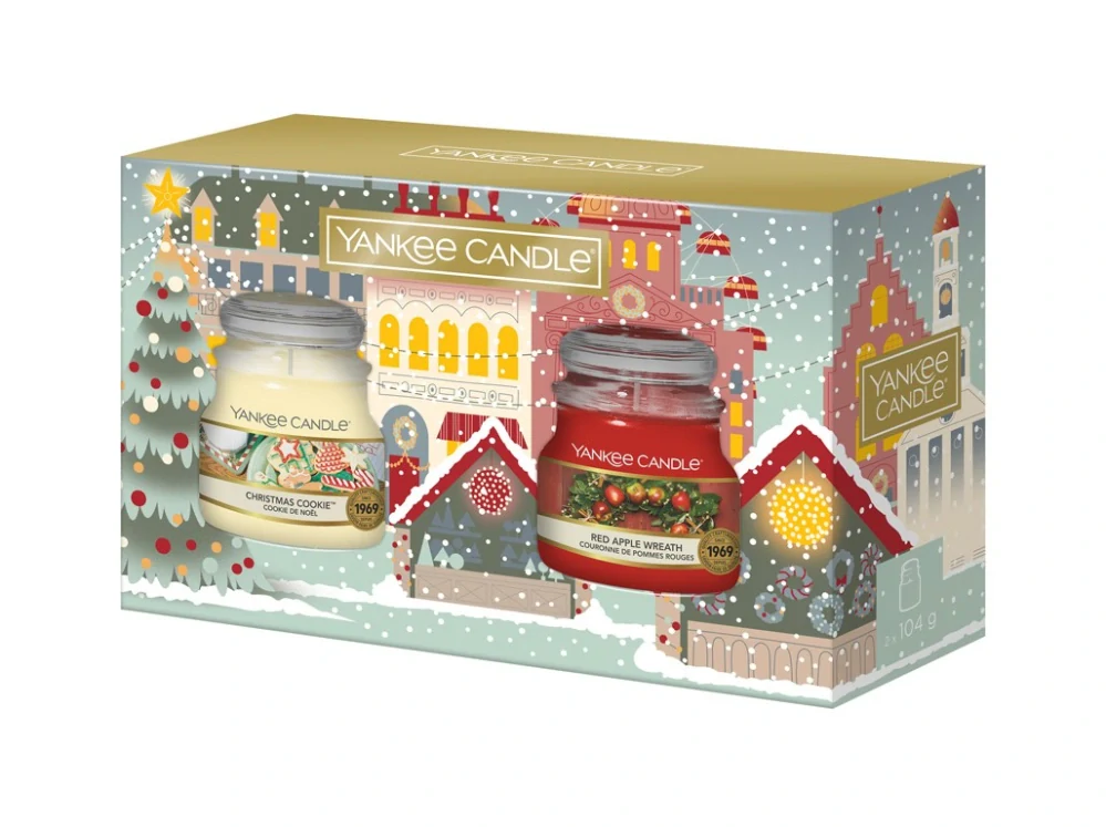 Yankee Candle, vánoční dárková sada Red Apple Wreath a Christmas Cookie 2 x 104 g