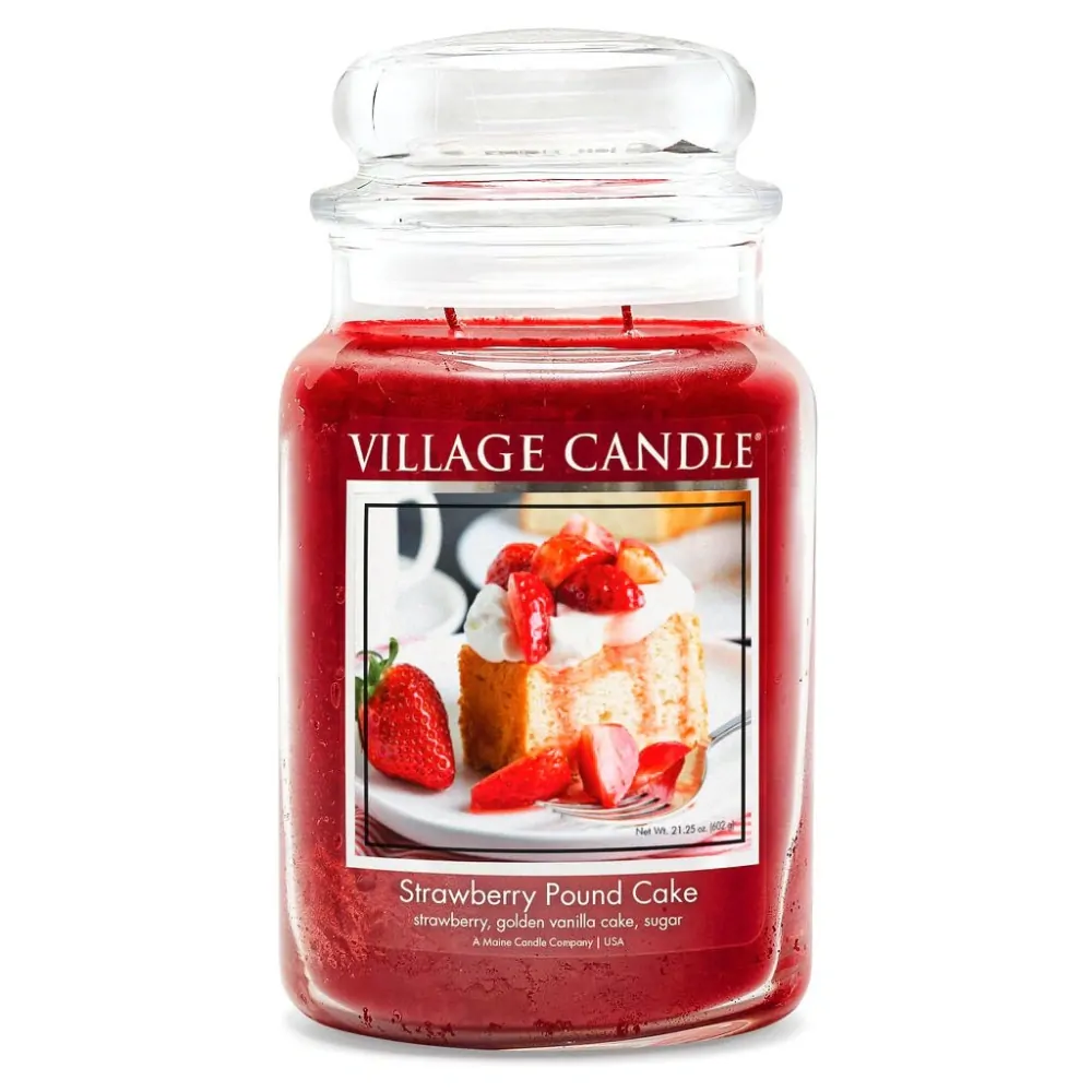 Village Candle - vonná svíčka Strawberry Pound Cake (Jahodový koláč) 602 g