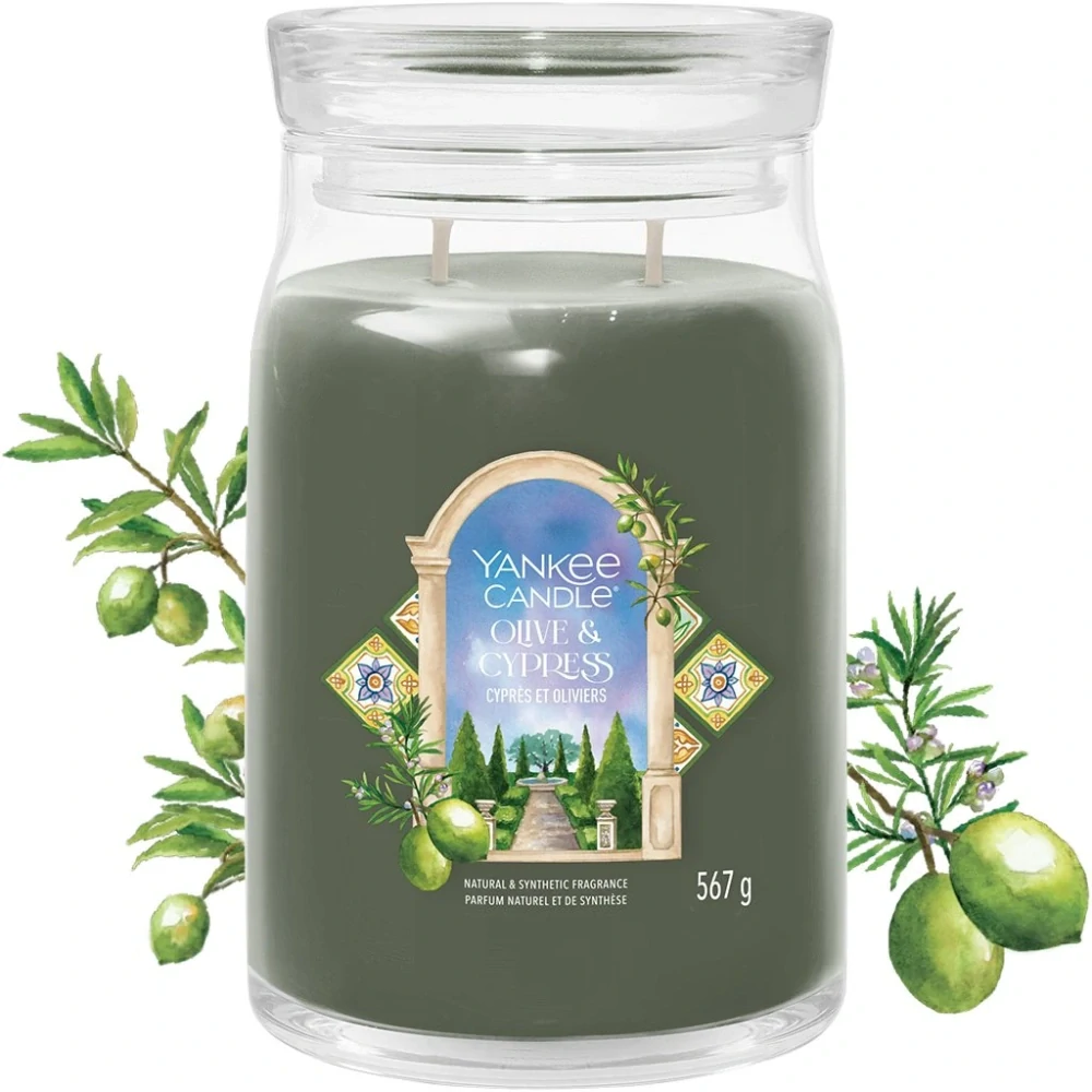 Yankee candle, vonná svíčka Signature Olive & Cypress (Olivy a cypřiš) 567 g