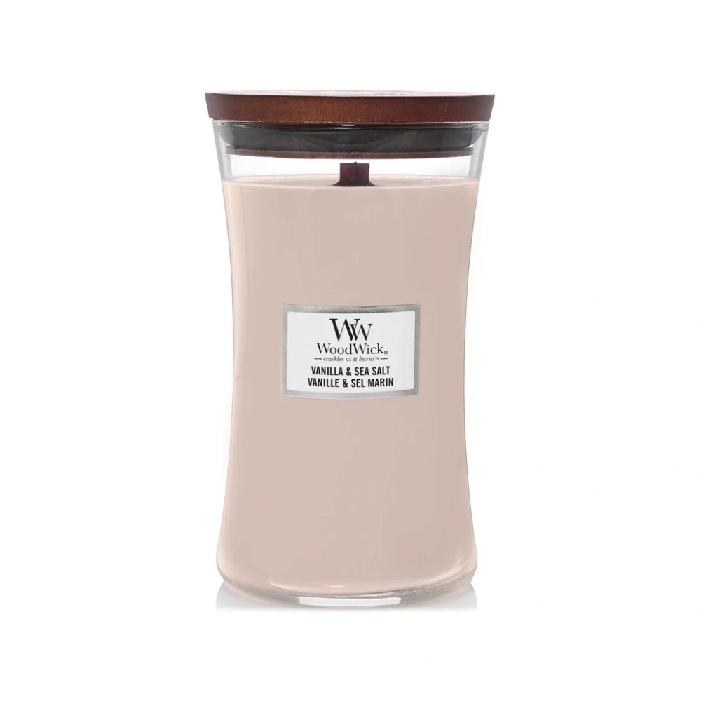 Woodwick vonná svíčka Vanilla & Sea Salt (Vanilka a mořská sůl) 609 g