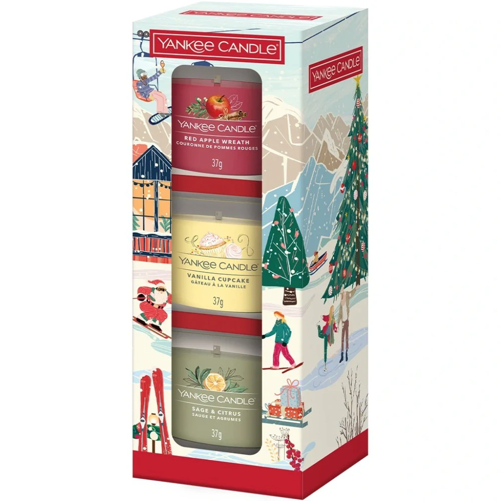 Yankee candle, dárková sada 3 votivní svíčky ve skle Holiday Party