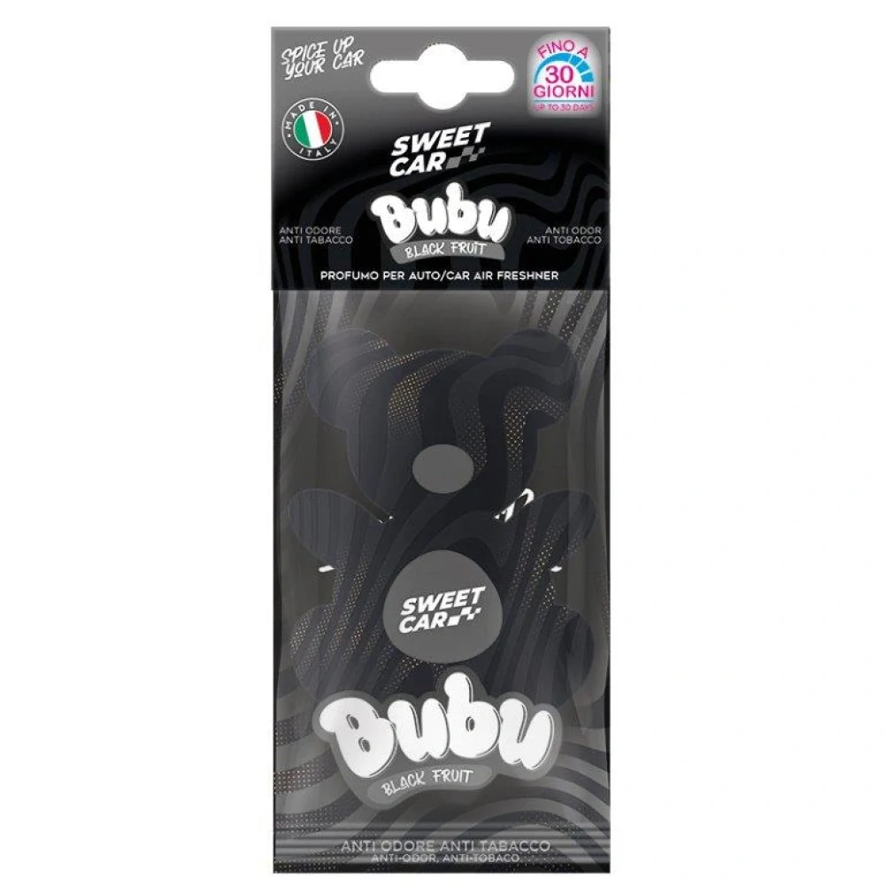 Sweet Car - vůně do auta Bubu Black Fruit, papírová visačka