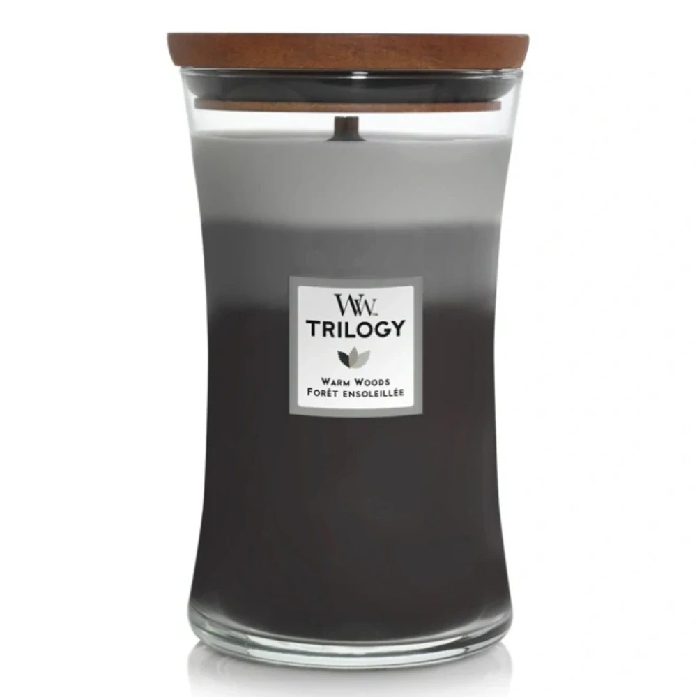 Woodwick vonná svíčka Trilogy Warm Woods 609 g