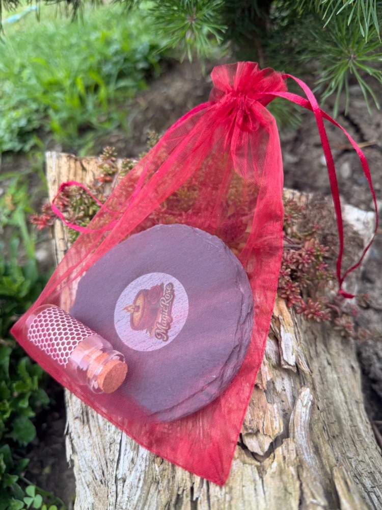 Magic Rose - set břidlicový talířek a zápalky