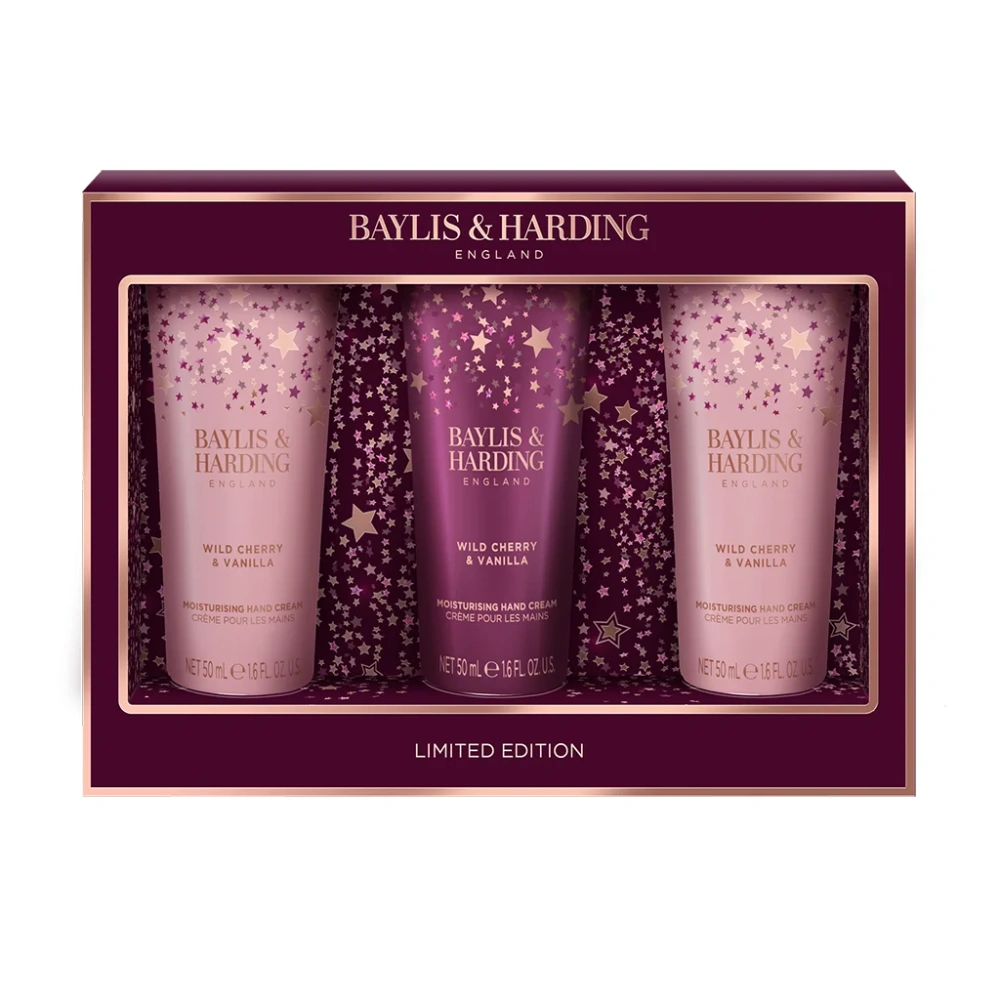 Baylis & Harding, WILD CHERRY & VANILLA - sada krémů na ruce, 3 ks