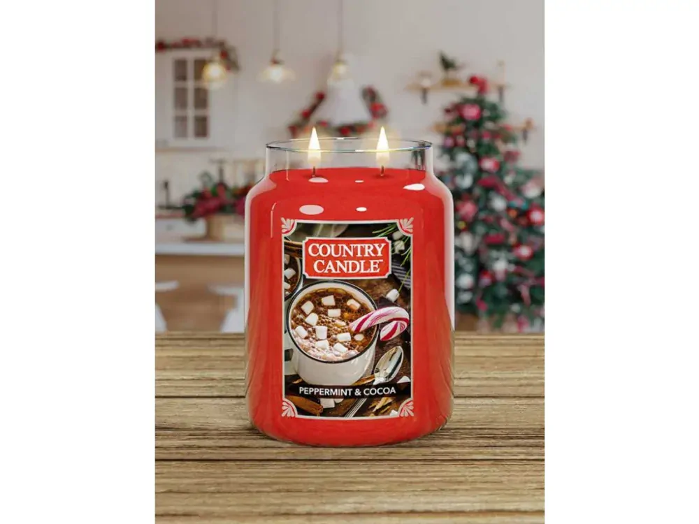 Country Candle vonná svíčka Peppermit & Cocoa 680 g