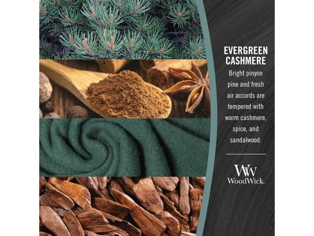 WoodWick svíčka loď Evergreen Cashmere 453 g