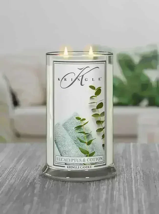 Kringle Candle, vonná svíčka Eucalyptus & Cotton 624 g