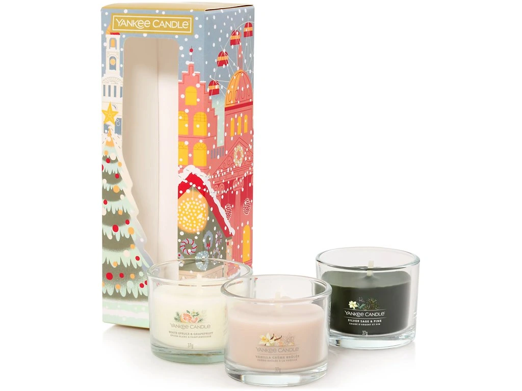 Yankee Candle, vánoční dárková sada 3 votivní svíčky ve skle