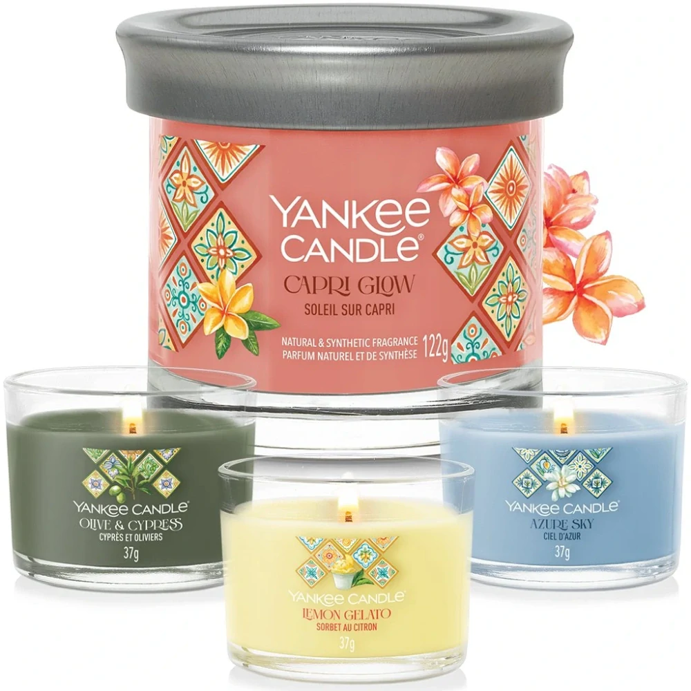 Yankee Candle, jarní dárková sada 3 votivních svíček ve skle a 1 tumbler
