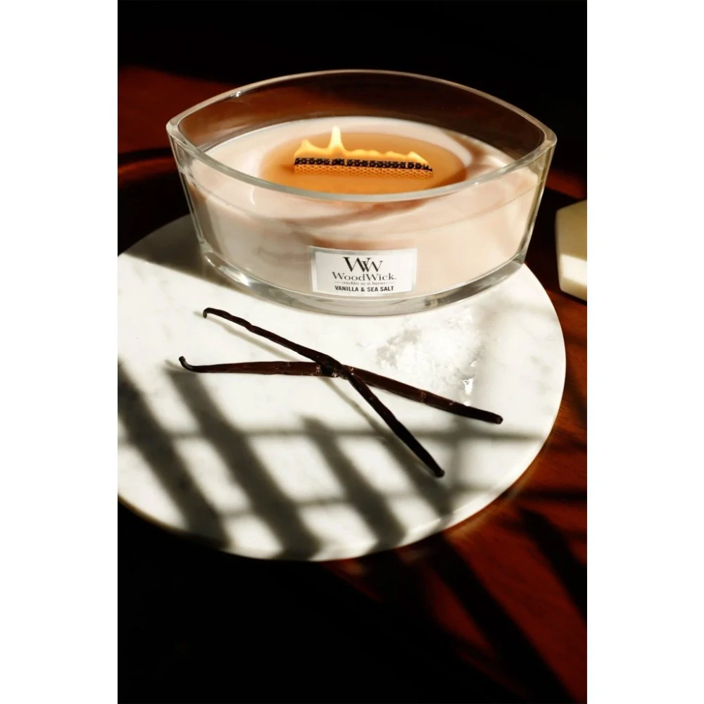 WoodWick svíčka loď Vanilla & Sea Salt (Vanilka a mořská sůl) 453 g