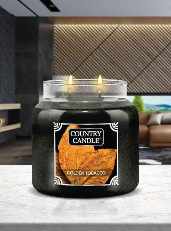 Country Candle Golden Tobacco – svíčka s vůní tabáku a dřeva