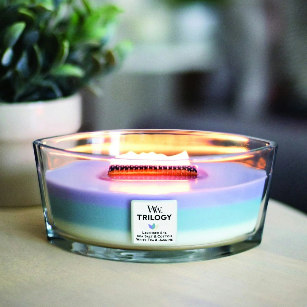 WoodWick svíčka loď Trilogy Calming Retreat 453 g
