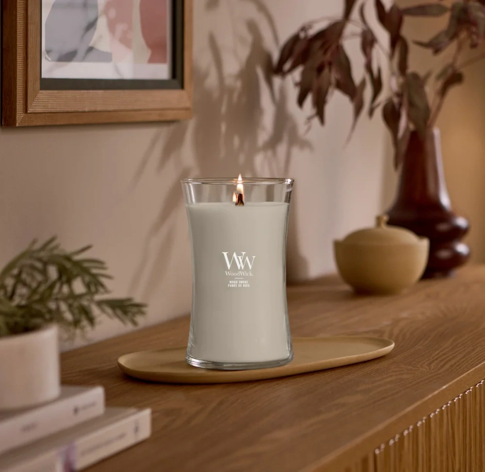 WoodWick vonná svíčka velká váza Wood Smoke 609 g