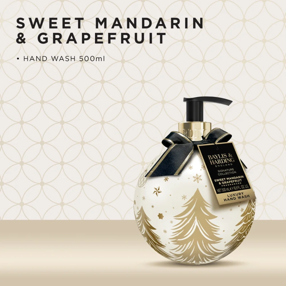 Baylis & Harding, SWEET MANDRARIN & GRAPEFRUIT - tekuté mýdlo ve vánoční baňce, 500 ml