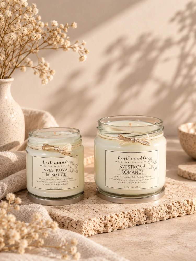 Rest Candle - sojová vonná svíčka Švestková romance 170 g