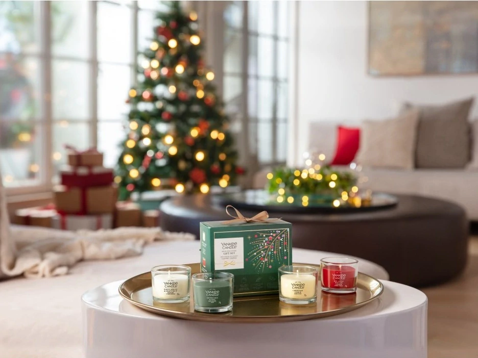 Yankee Candle, vánoční dárková sada 4 votivní svíčky ve skle 2026
