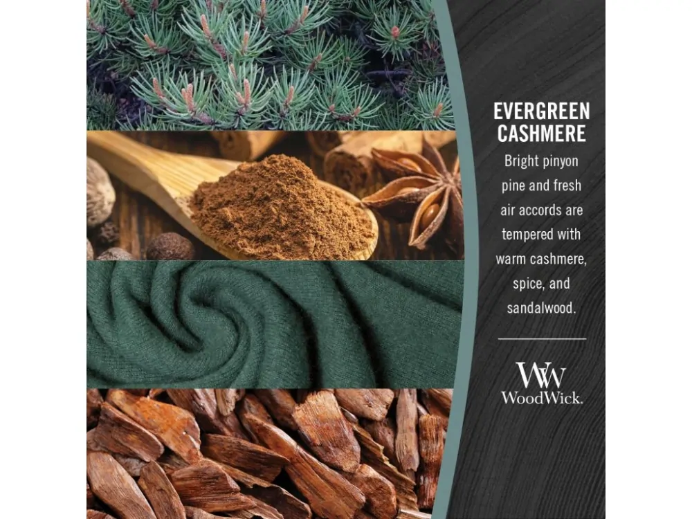 Woodwick vonná svíčka Evergreen Cashmere (Jehličí a kašmír) 609 g