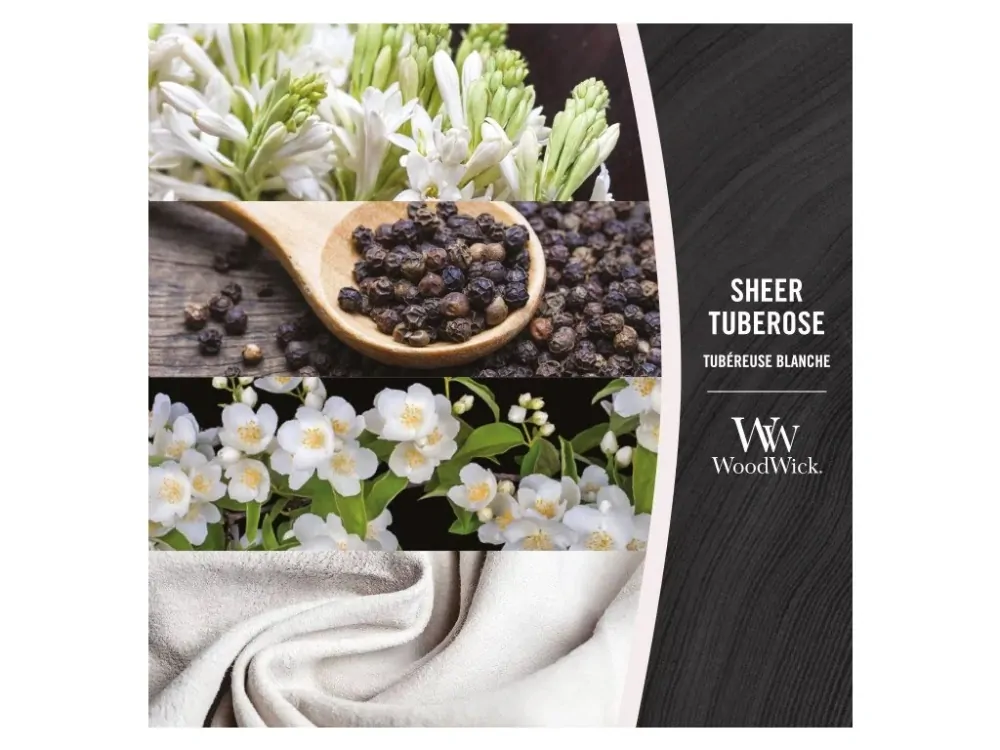 Woodwick vonná svíčka Sheer Tuberose (Jemná tuberóza) 609 g