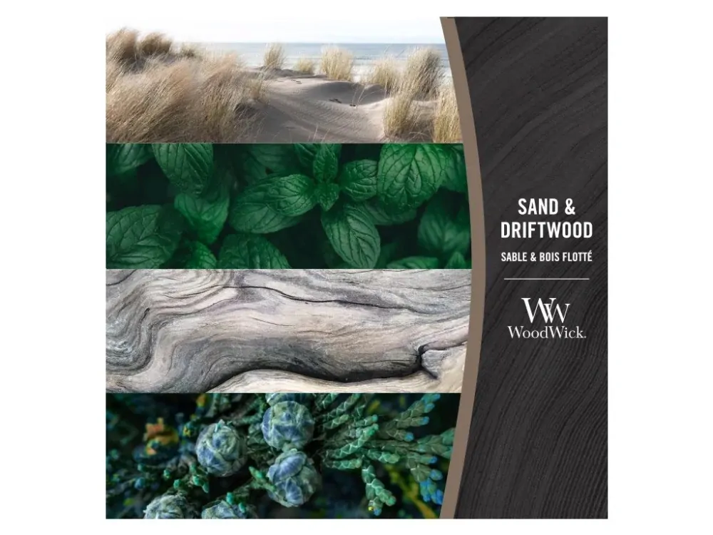 Woodwick vonná svíčka Sand & Driftwood (Písek a naplavené dřevo) 609 g