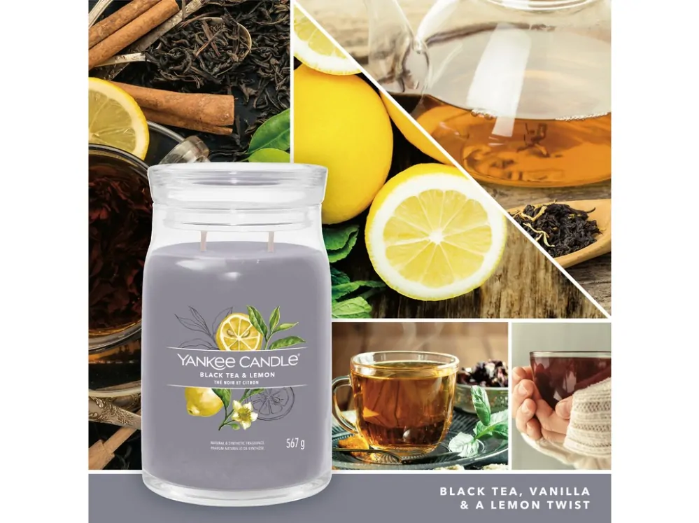 Yankee candle, vonná svíčka Signature Black Tea & Lemon (Černý čaj s citrónem) 567 g