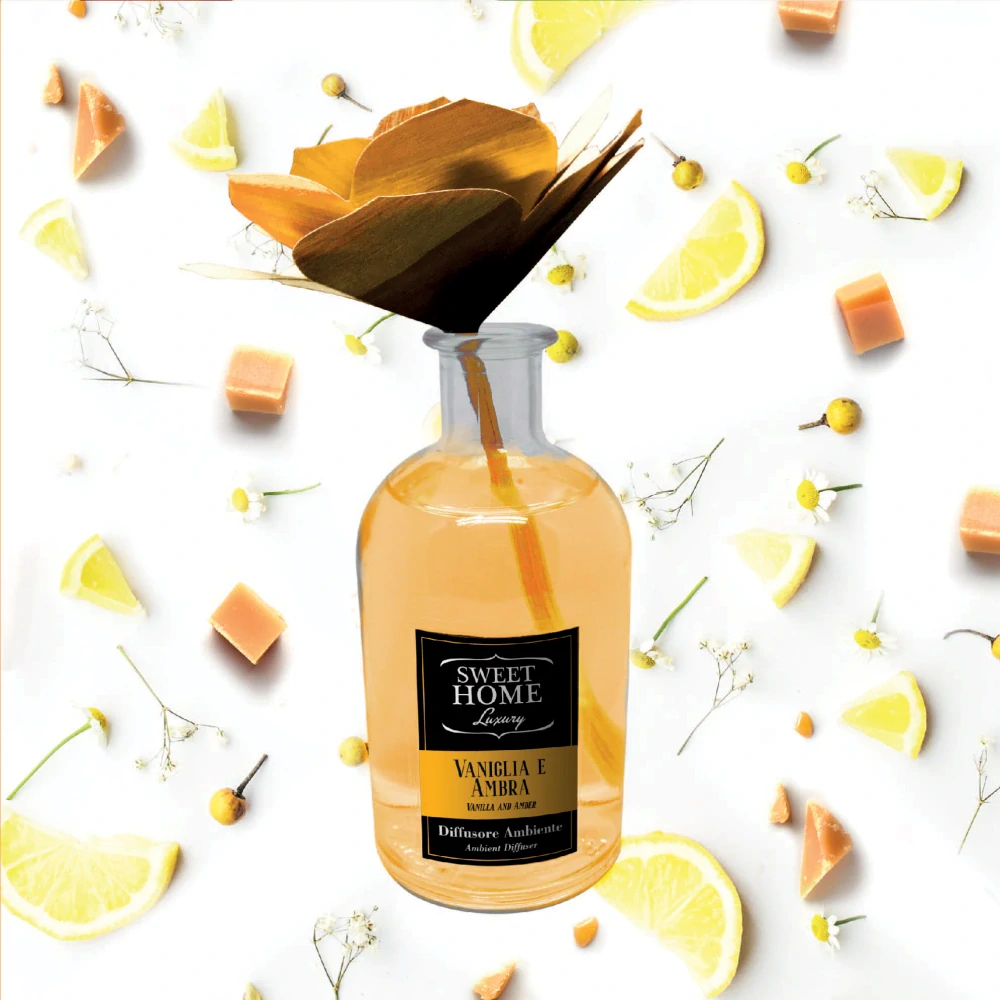 Sweet Home Collection aroma difuzér s vonící dřevěnou květinou Vanilka & Ambra 250 ml