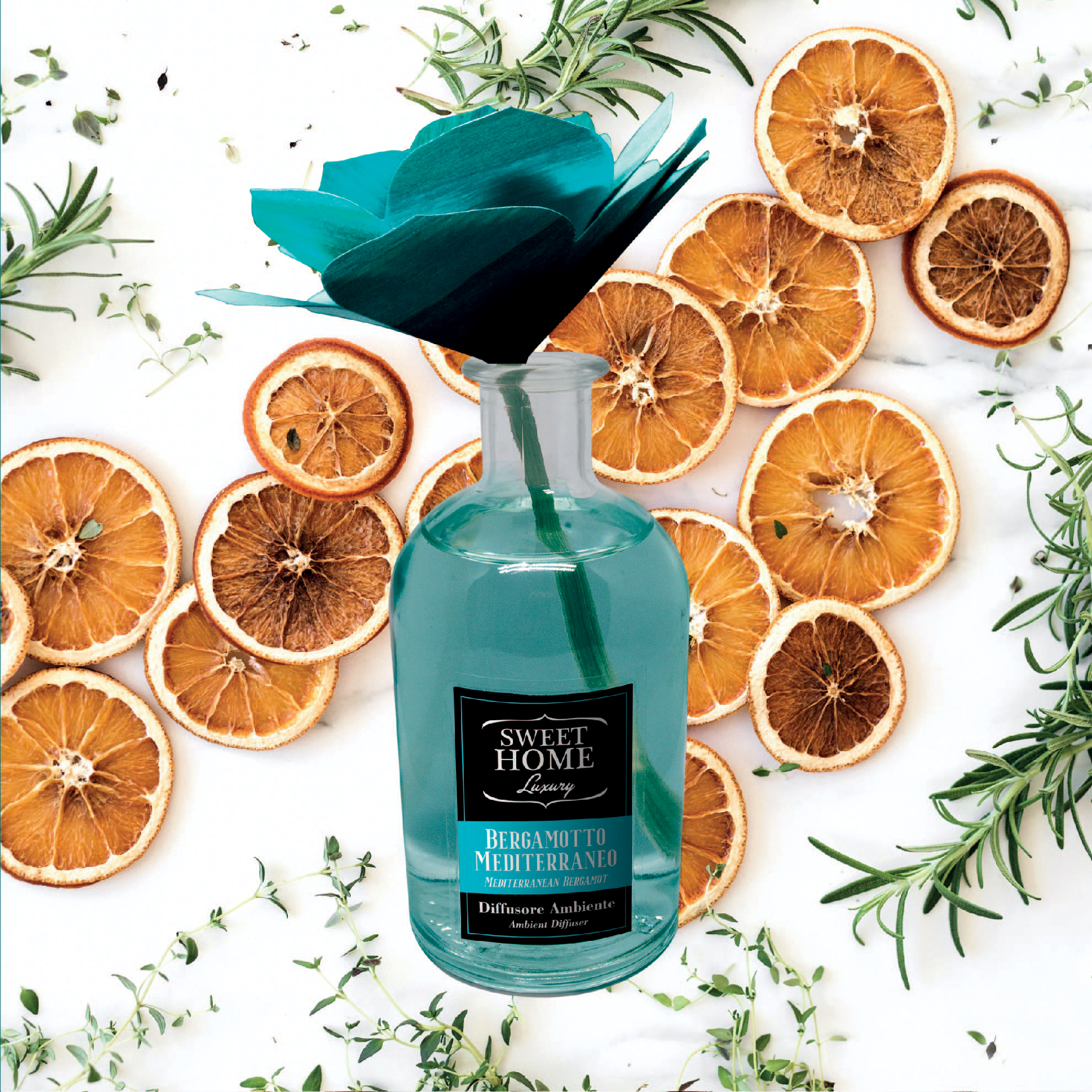 Sweet Home Collection – difuzér s vonící dřevěnou květinou Středomořský bergamot 250 ml