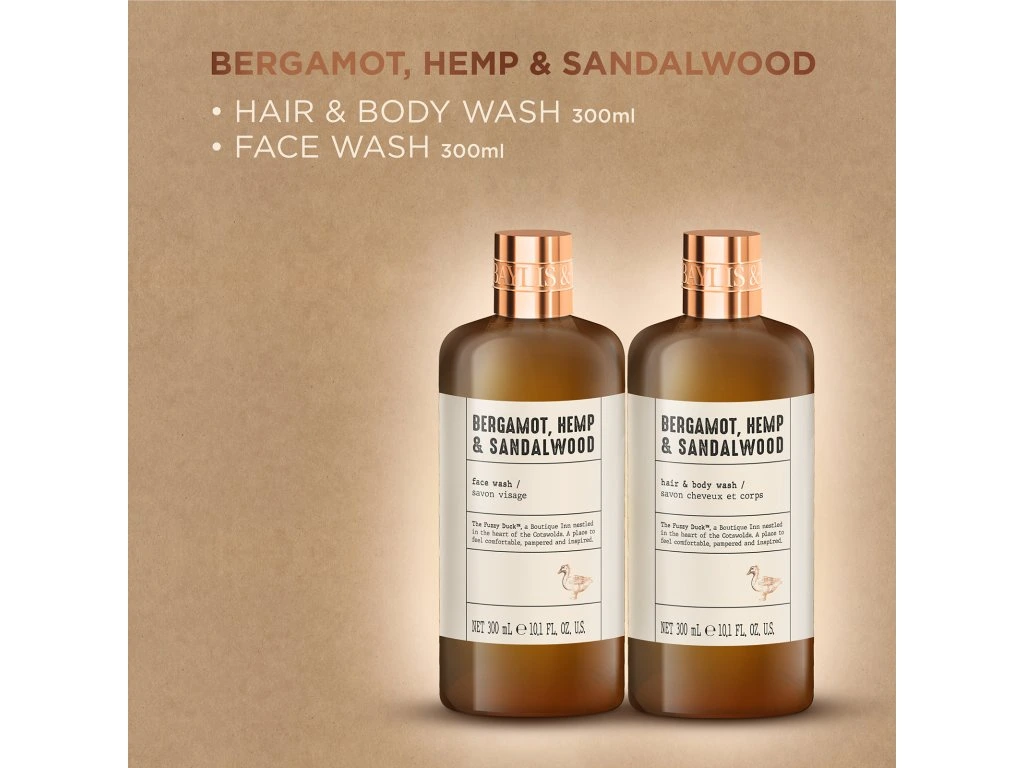 Baylis & Harding, BERGAMOT, KONOPÍ & SANTALOVÉ DŘEVO - pánská sada péče o tělo i vlasy a pleť 2 ks