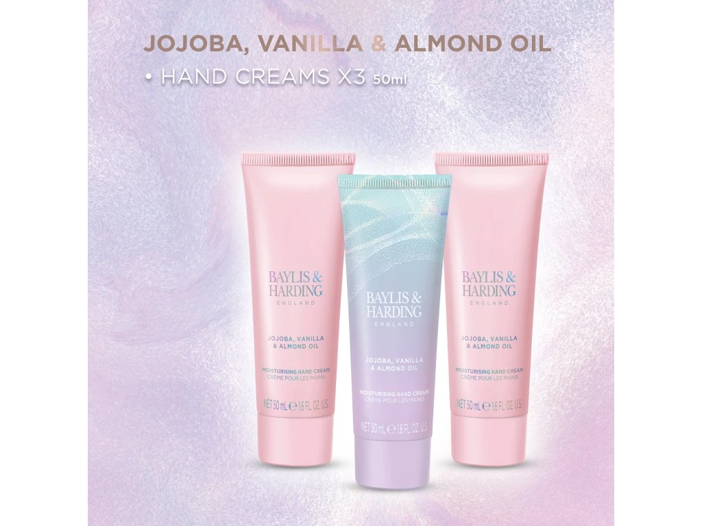 Baylis & Harding, JOJOBA, VANILKA A MANDLOVÝ OLEJ - sada krémů na ruce 3 ks