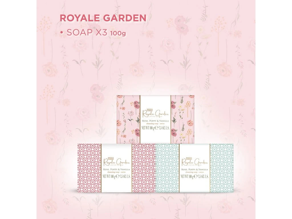 Baylis & Harding, RŮŽE, MÁK A VANILKA - sada tuhých mýdel 3 ks