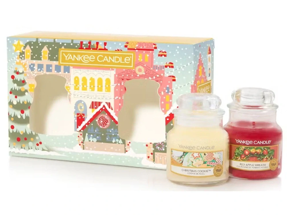 Yankee Candle, vánoční dárková sada Red Apple Wreath a Christmas Cookie 2 x 104 g