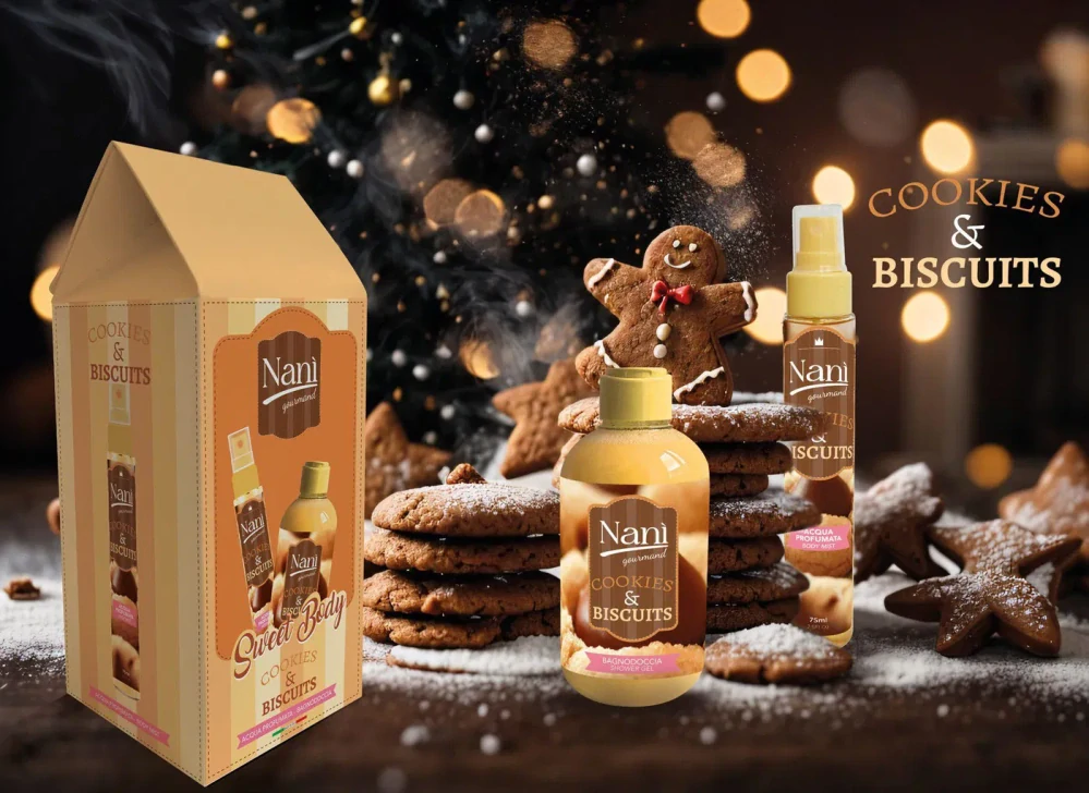 Naní - dárkový set Cookies & Biscuits, sprchový gel 300 ml + tělová mlha 75 ml