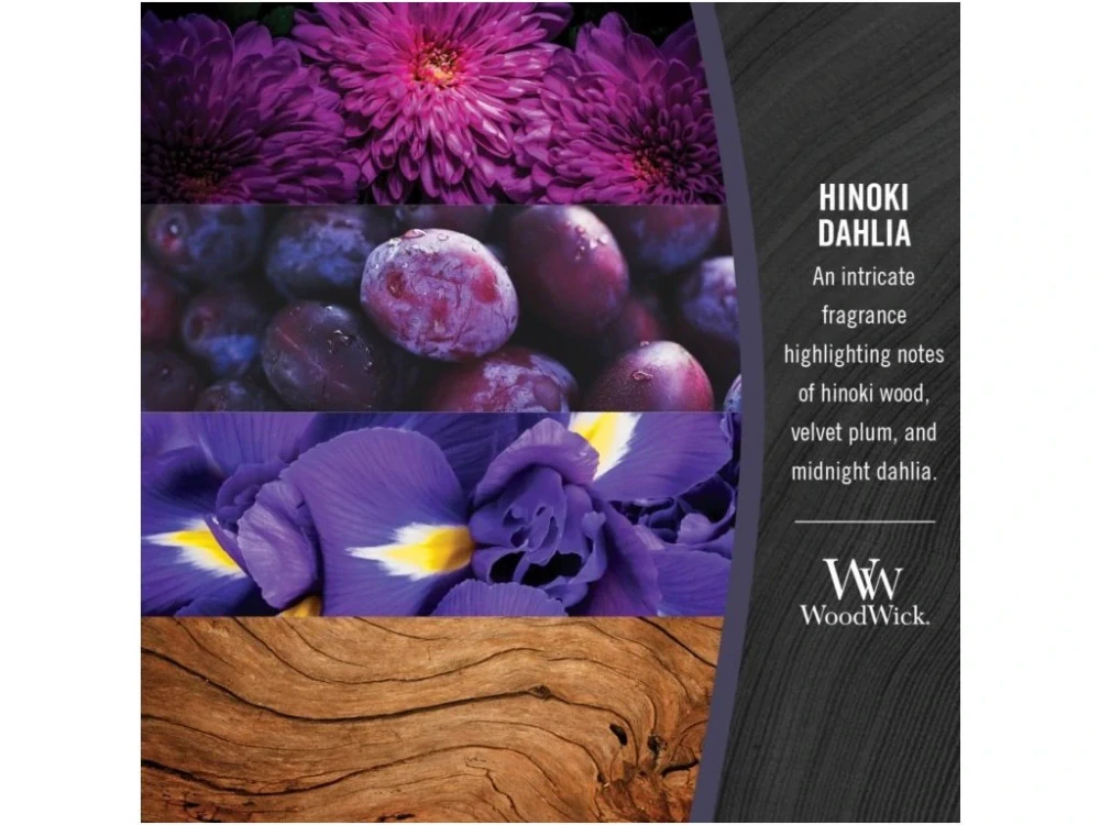 WoodWick svíčka loď Hinoki Dahlia (Hinoki a jiřina) 453 g