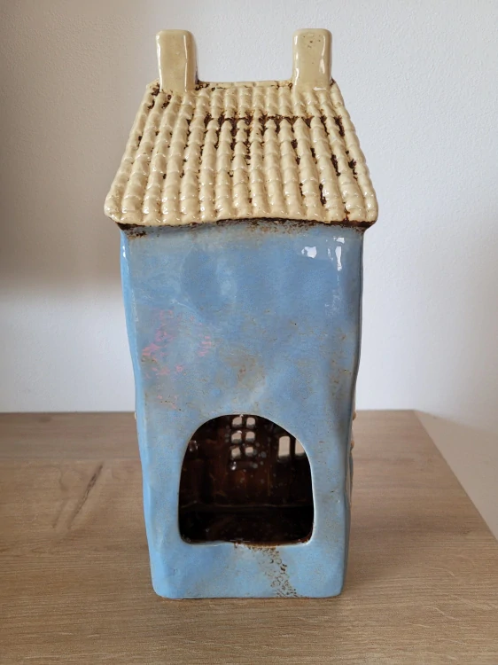 Ego Dekor, svícen domeček keramický 12,5x28x10 modrý