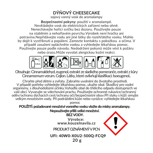 Kouzelná Víla - sojový vosk Dýňový cheesecake se skořicí 20 g