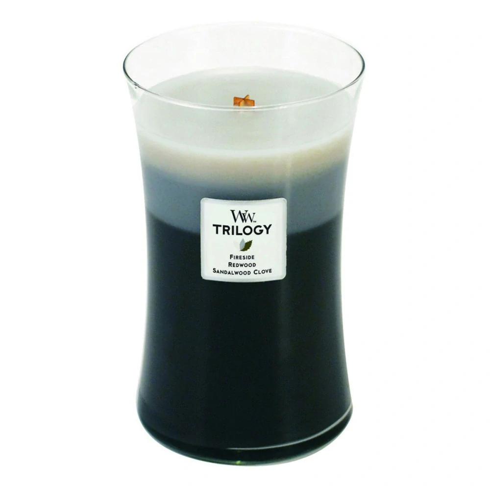 Woodwick vonná svíčka Trilogy Warm Woods 609 g